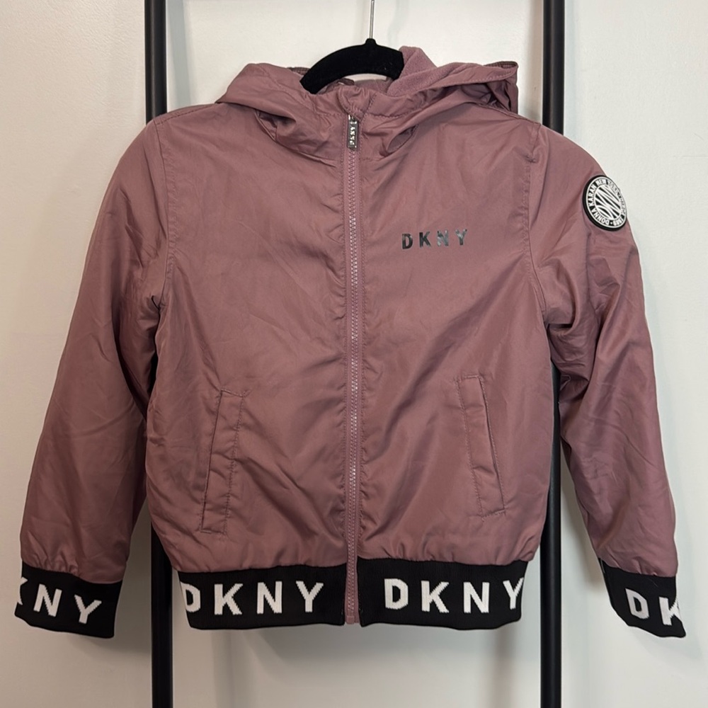DKNY Dusty Rose Jacket Bomber Full Zipper Hoodie Girl Size S